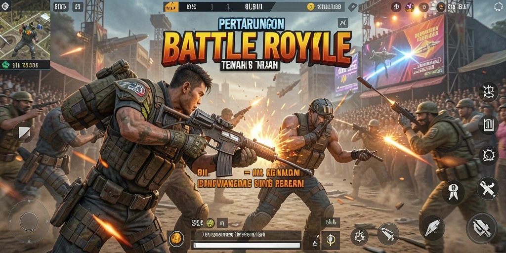 Tangkapan layar utama dari gameplay seru 8II di Battle Royale.