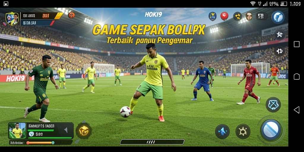 Screenshot HOKI9 menampilkan aksi seru dalam pertandingan sepak bola.