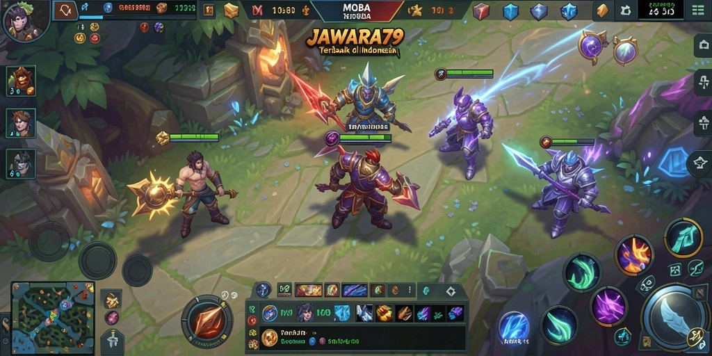 Gameplay seru dalam JAWARA79, pertarungan epik di arena MOBA.