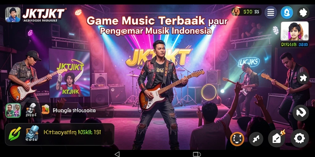 Tampilan gameplay JKTJKT yang menarik dengan lagu-lagu populer.