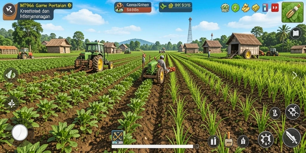 Tampilan gameplay MT966 yang menyenangkan dan interaktif dalam pertanian.