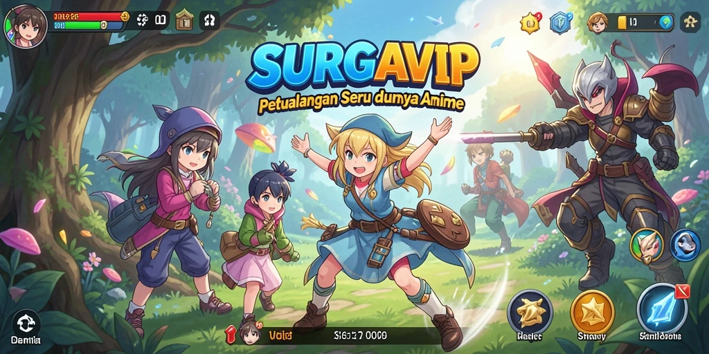 Screenshot SURGAVIP menampilkan karakter Anime dalam aksi seru.